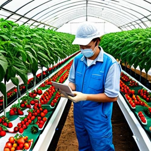 Home 28 Smart Greenhouse Overview**
"A modern smart greenhouse interior, showcasing rows of healthy crops (tomatoes and strawberries), fully clothed workers tending to plants, automated systems (irrigation, LED lighting), sensors monitoring environmental conditions, data dashboards visible in the background, professional agricultural technology, high-quality, perfect anatomy, natural proportions, safe for work, appropriate content, fully clothed, professional, family-friendly"
**